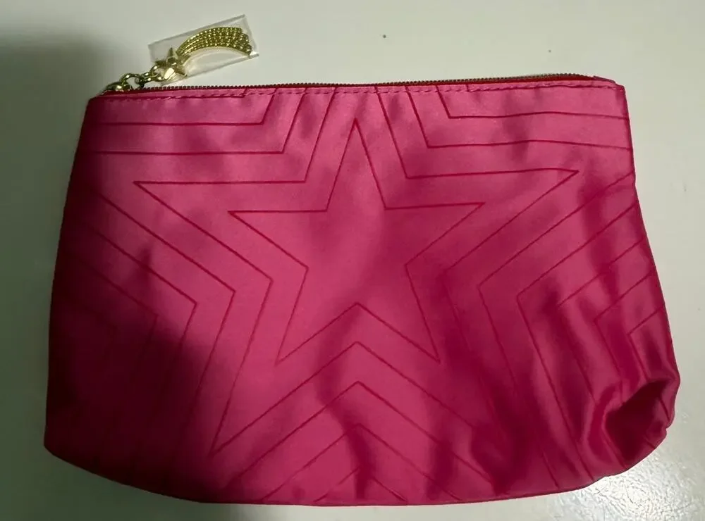 Estee Lauder Pink Star Pattern Clutch / Travel Pouch - Zip Closure